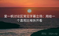 爱一帆讨论区常见字幕立场：用给一个直观比喻拆开看