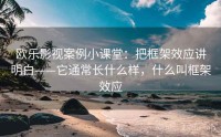 欧乐影视案例小课堂：把框架效应讲明白——它通常长什么样，什么叫框架效应